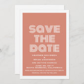 Retro Save the Date-uitnodiging, oranje Save The Date (Voorkant / Achterkant)