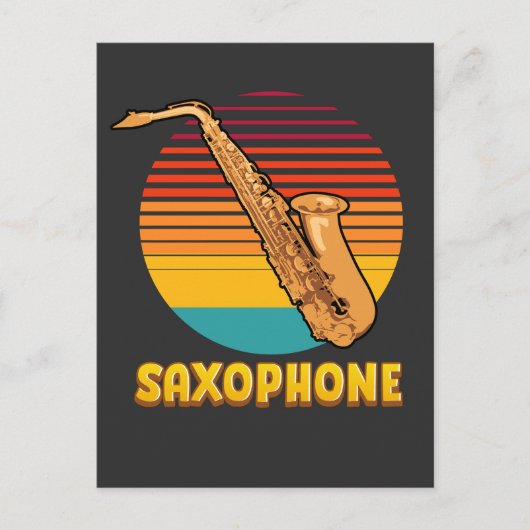 Retro Saxophone Briefkaart (Voorkant)
