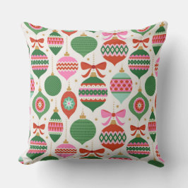 Retro Scandi Christmas Ornaments - Green Red White Kussen