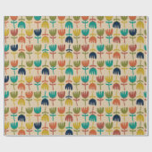 Retro Scandi Tulips Mideeuwse Floral Pattern Cadeaupapier (Vlak)