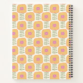 Retro Scandi Yellow Flower Pattern Personalized Notitieboek (Achterkant)