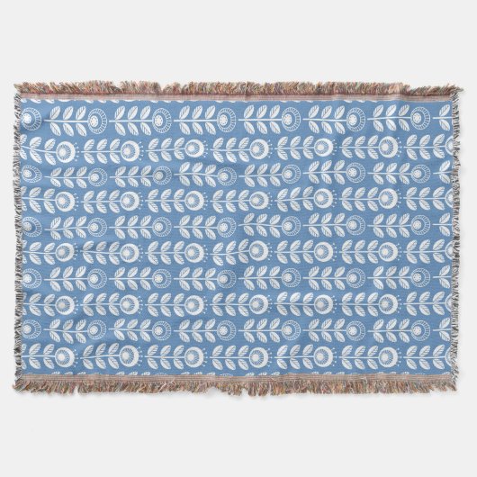 Retro Scandinavian Blue Pattern Deken (Voorkant)