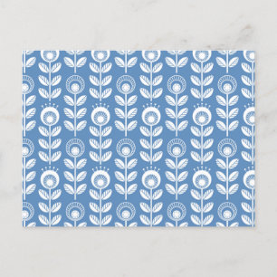 Retro Scandinavian Blue Pattern Feestdagenkaart