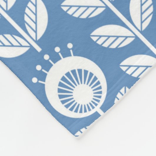 Retro Scandinavian Blue Pattern Fleece Deken (Hoek)