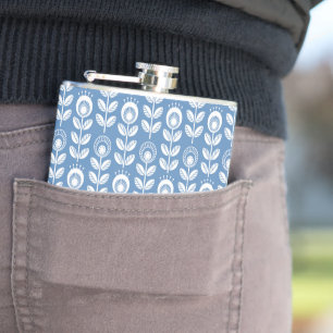Retro Scandinavian Blue Pattern Heupfles