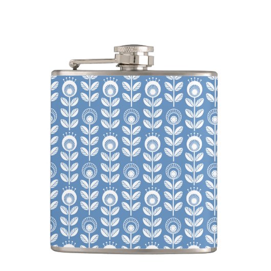 Retro Scandinavian Blue Pattern Heupfles (Voorkant)