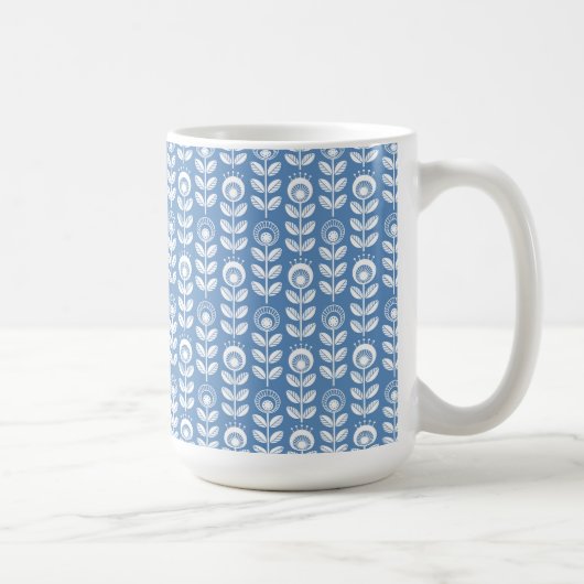 Retro Scandinavian Blue Pattern Koffiemok (Rechts)
