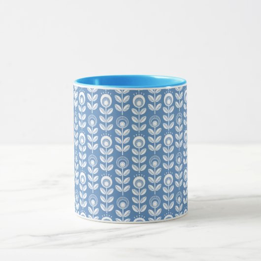 Retro Scandinavian Blue Pattern Mok (Midden)