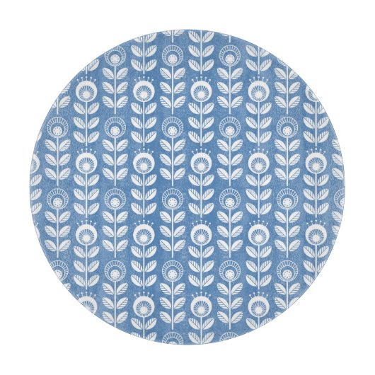 Retro Scandinavian Blue Pattern Snijplank (Voorkant)