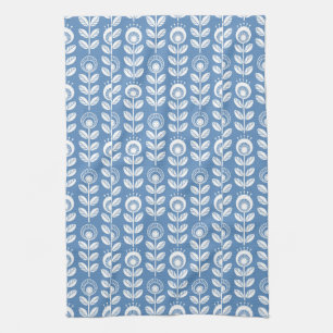 Retro Scandinavian Blue Pattern Theedoek