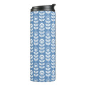 Retro Scandinavian Blue Pattern Thermosbeker (Gedraaid links)