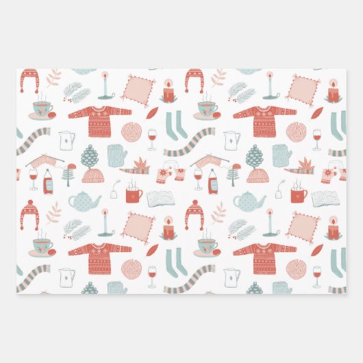 Retro Scandinavische Kerstmis Inpakpapier Vel (Voorkant)