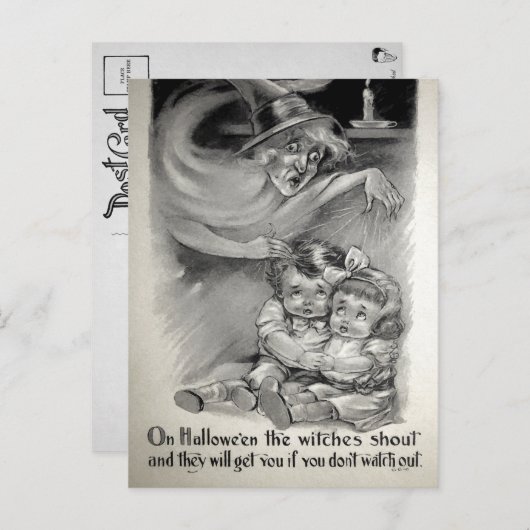 Retro Scary Witch Briefkaart (Voorkant / Achterkant)