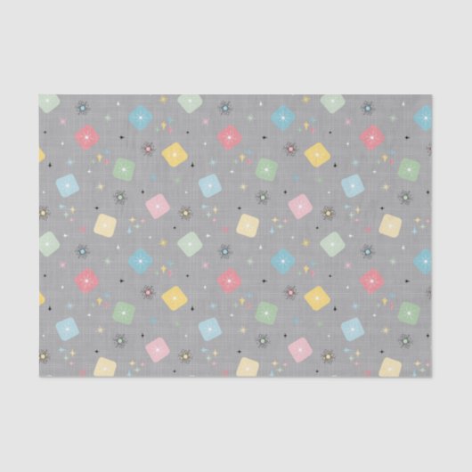 Retro Scattered Atomic Star Explosions Patroon Tissuepapier (Voorkant)