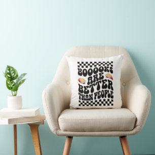 Retro schaakbord "Boeken zijn beter" Grafisch Kussen