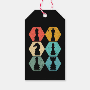 Retro Schaakstukken Sunset Poster Cadeaulabel