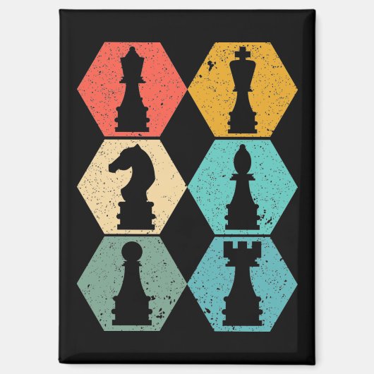 Retro Schaakstukken Sunset Poster Magneet (Voorkant)
