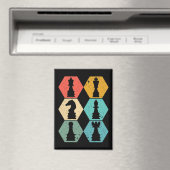 Retro Schaakstukken Sunset Poster Magneet (Insitu (Vaatwasser))