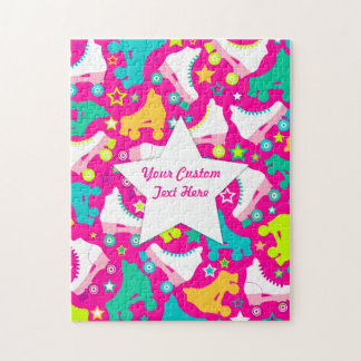Retro Schaatsen Hot-roze aangepaste puzzel