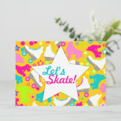 Retro Schaatsen Uitnodiging "Laten we Schaats!" (Staand voorkant)