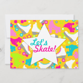 Retro Schaatsen Uitnodiging "Laten we Schaats!"