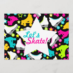 Retro Schaatsen Uitnodiging "Laten we Schaats!"