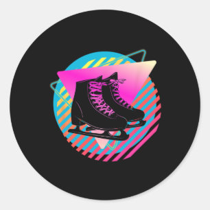 Retro Schaatsen Wintersport  Ski Schaats Ronde Sticker