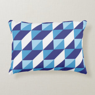 Retro Schakeringen van Blauw Geometrische Driehoek Accent Kussen