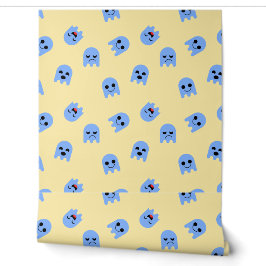 Retro Schattig Blauw Spook Naadloos Arcade-Geïnspi Behang