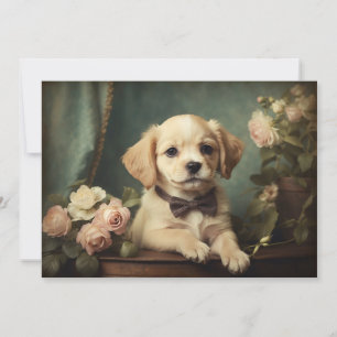 Retro Schattig Hond Portret Kunst Voor Iedere Gele Feestdagenkaart