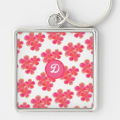 retro schattig initiaal monogram Botanische bloeme Sleutelhanger (Voorkant)