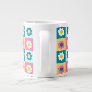 Retro Schattig Kleurrijk Pastel Bloemen Patroon Extra Grote Beker