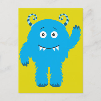 Retro Schattige Blue Monster Briefkaart
