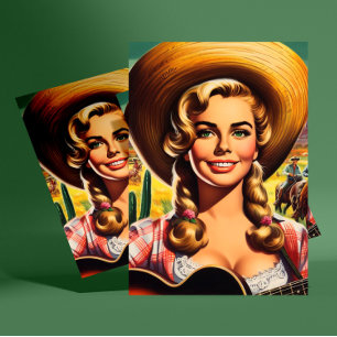 Retro Schattige Boerin Briefkaart