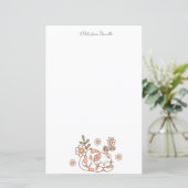 Retro Schattige Cat Floral Stationery Paper (Staand voorkant)