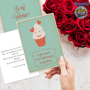 Retro Schattige Cupcake Grappige Man Valentijnsdag Kaart