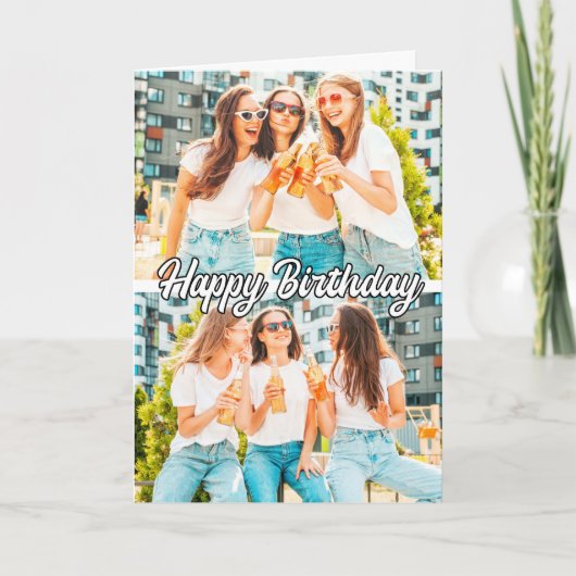 Retro Schattige Custom 2-foto's Sjabloon Happy Bir (Voorkant)