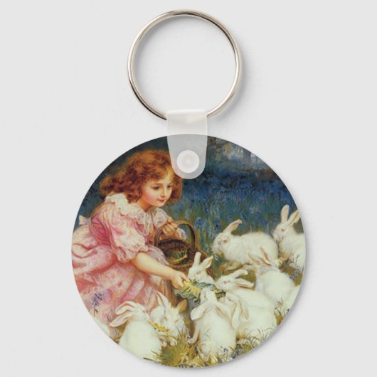 Retro Schattige Dieren Pasen Sleutelhanger (Voorkant)