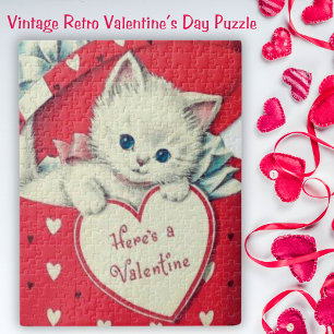 Retro  Schattige Kitten Valentijnsdag Legpuzzel