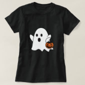 Retro Schattige Kleine Ghost Boo Halloween Kostuum T-shirt (Design voorkant)