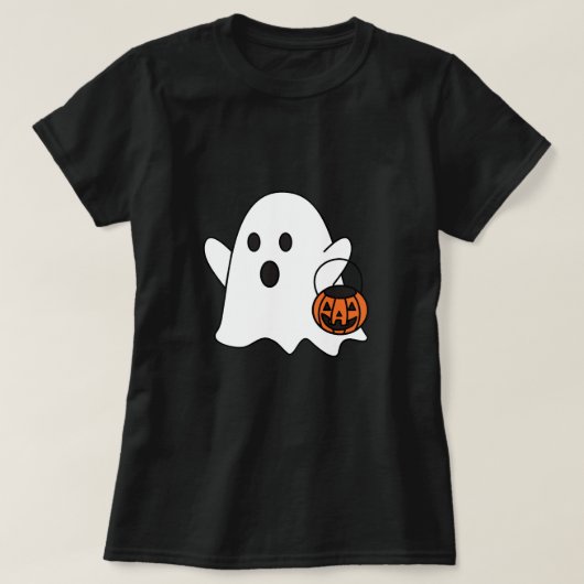Retro Schattige Kleine Ghost Boo Halloween Kostuum T-shirt (Design voorkant)
