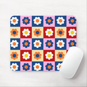 Retro Schattige Kleurrijke Bloemen Patroon Muismat