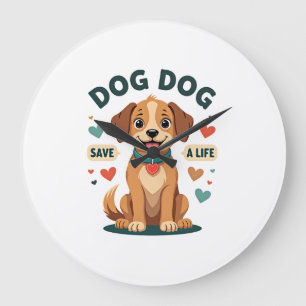 Retro Schattige Reddingshond Save A Life Cartoon P Grote Klok