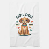 Retro Schattige Reddingshond Save A Life Cartoon P Theedoek (Verticaal)