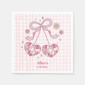 Retro Schattige Roze Bow Coquette 1e Verjaardag Servet (Voorkant)