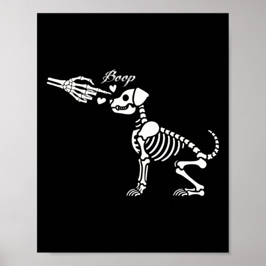 Retro Schattige Skeleton Hand Boop Dog Funny Hallo Poster (Voorkant)