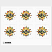 Retro Schattige Zon Vierkante Sticker (Vel)