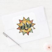 Retro Schattige Zon Vierkante Sticker (Envelop)
