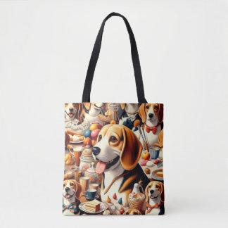 Retro Schattigee Beagle Illustratie Draagtas