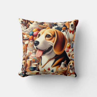 Retro Schattigee Beagle Illustratie Kussen